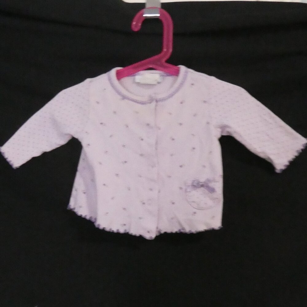 VITAMINS BABY | P2P 10 inches measured | Lilac Baby Cardigan With Floral Accents